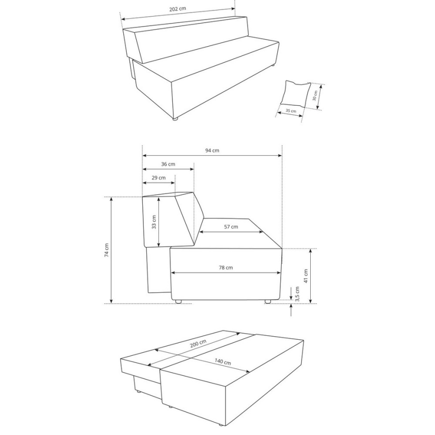 Ausziehbares 3-Sitzer-Sofa mit Stauraum TERAMO, Beige