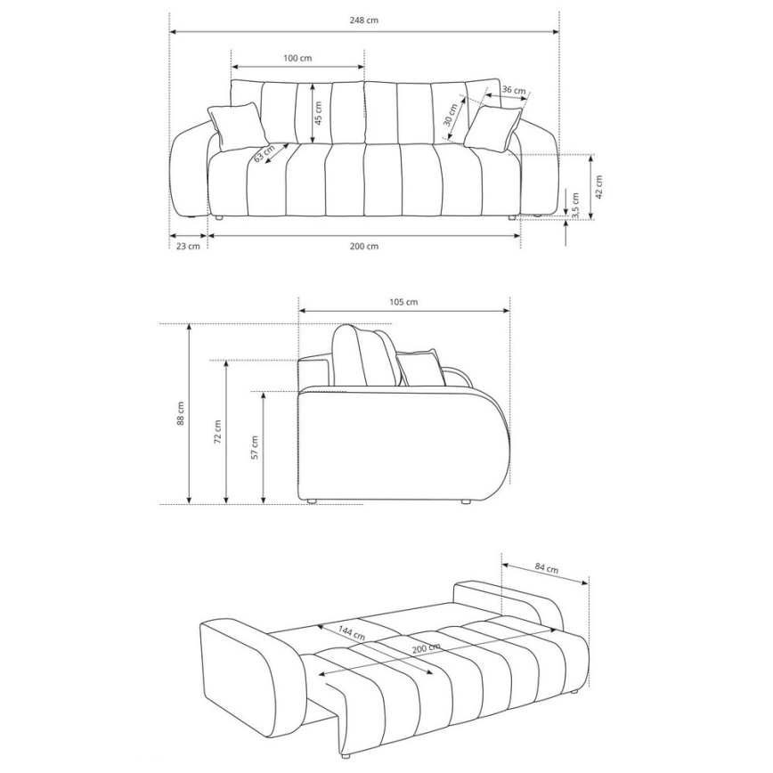 Ausziehbares 3‑Sitzer-Sofa DESIO, Beige