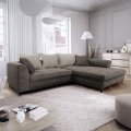 Ausziehbares Ecksofa LAGOA, L-Form, rechts, mit Stauraum, Taupe/Grau