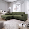 Ausziehbares Ecksofa mit Stauraum, L-Form, LAGOA, links, grün