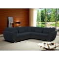Ausziehbares Ecksofa VISEU in L‑Form mit Stauraum, rechts, Anthrazit/Schwarz