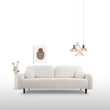 Ausziehbares, gepolstertes 3-Sitzer-Sofa CLOUDY, cremefarben