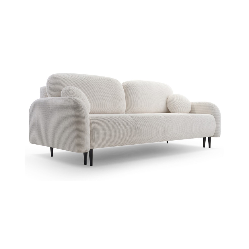 Ausziehbares, gepolstertes 3-Sitzer-Sofa CLOUDY, cremefarben