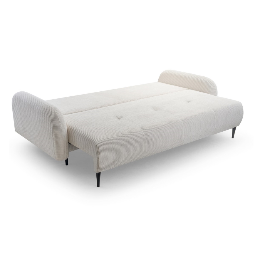 Ausziehbares, gepolstertes 3-Sitzer-Sofa CLOUDY, cremefarben