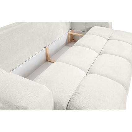 Ausziehbares, gepolstertes 3‑Sitzer‑Sofa ALMADA mit Stauraum, beige