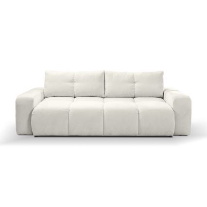 Ausziehbares, gepolstertes 3‑Sitzer‑Sofa ALMADA mit Stauraum, beige