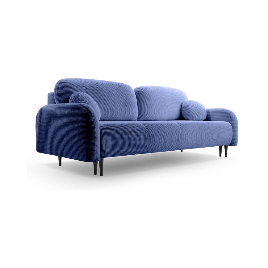 Ausziehbares, gepolstertes Dreisitzer-Sofa CLOUDY, blau