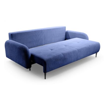Ausziehbares, gepolstertes Dreisitzer-Sofa CLOUDY, blau