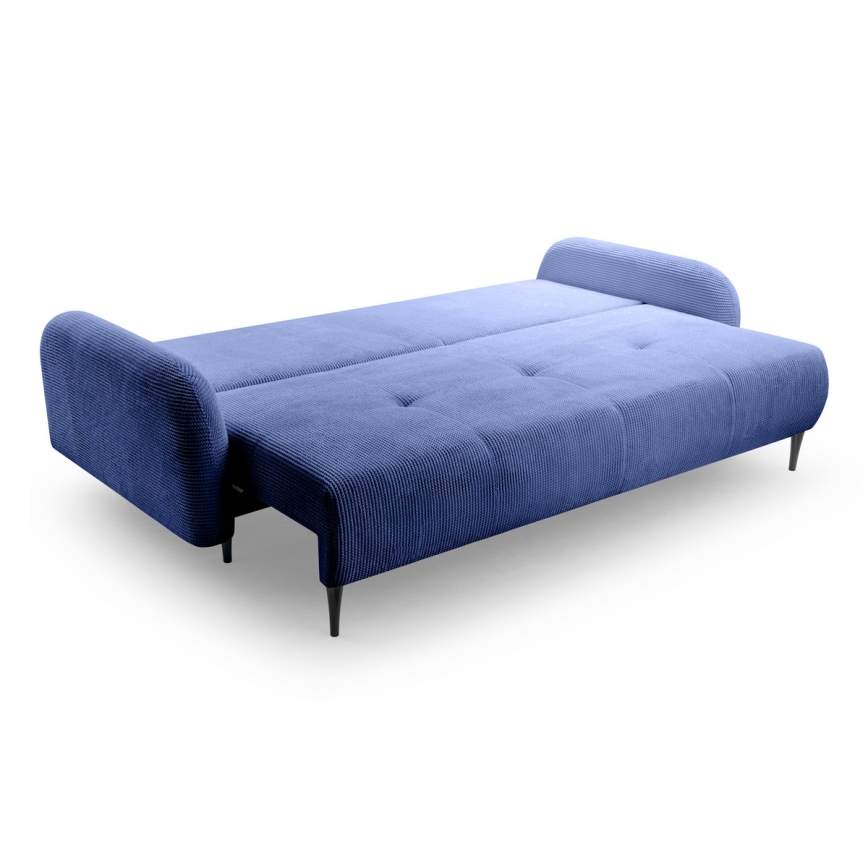 Ausziehbares, gepolstertes Dreisitzer-Sofa CLOUDY, blau