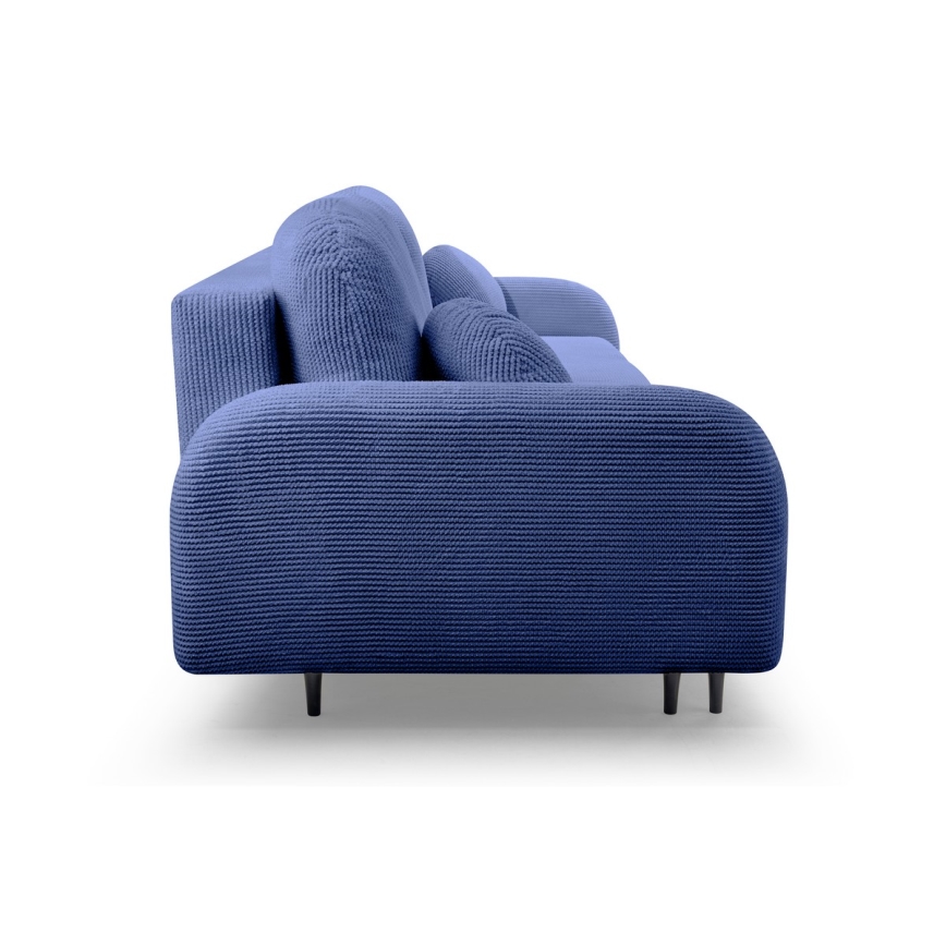 Ausziehbares, gepolstertes Dreisitzer-Sofa CLOUDY, blau