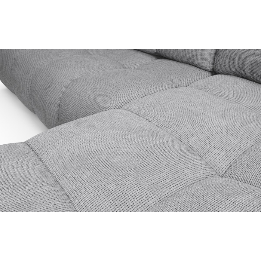 Ausziehbare, gepolsterte Eckgarnitur ALMADA in L-Form mit Stauraum, rechts, grau