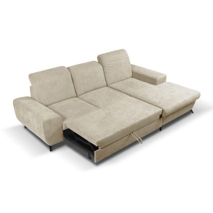 Ecksofa ALTA in L‑Form, mit Schlaffunktion und Stauraum, rechts, beige