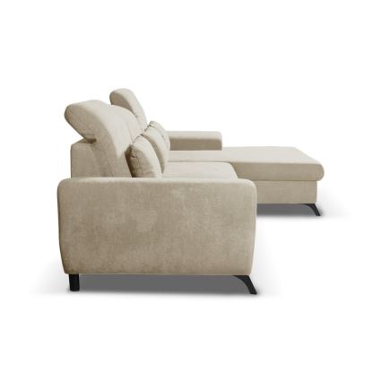 Ecksofa ALTA in L‑Form, mit Schlaffunktion und Stauraum, rechts, beige