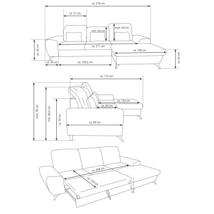 Ecksofa ALTA in L‑Form, mit Schlaffunktion und Stauraum, rechts, beige