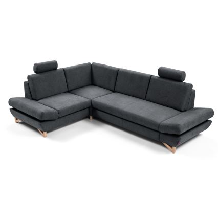 Ecksofa AVESTA, L-Form links – ausziehbar mit Schlaffunktion und integriertem Stauraum, gepolstert, Anthrazit