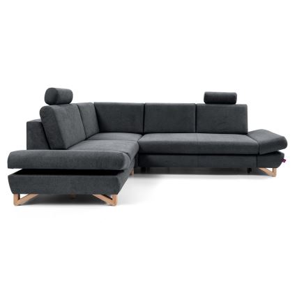 Ecksofa AVESTA, L-Form links – ausziehbar mit Schlaffunktion und integriertem Stauraum, gepolstert, Anthrazit