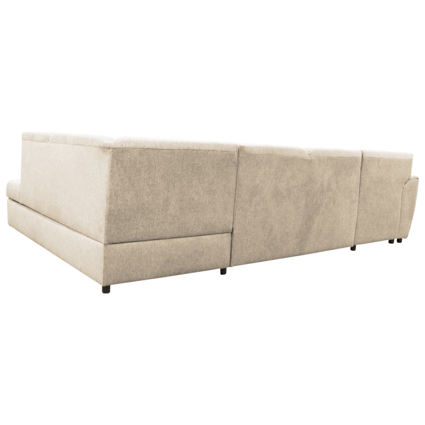 Ausziehbares U-Ecksofa SERPA, rechts, mit Schlaffunktion und Stauraum, Beige
