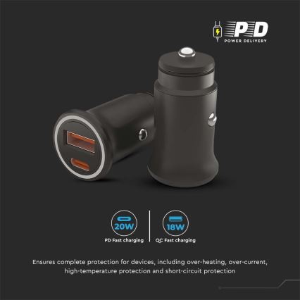 Autoladegerät Power Delivery 20W 12-24V/3A USB/C schwarz