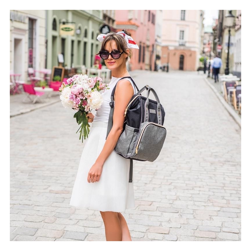 BabyOno - Wickelrucksack für Kinderwagen Oslo Style schwarz