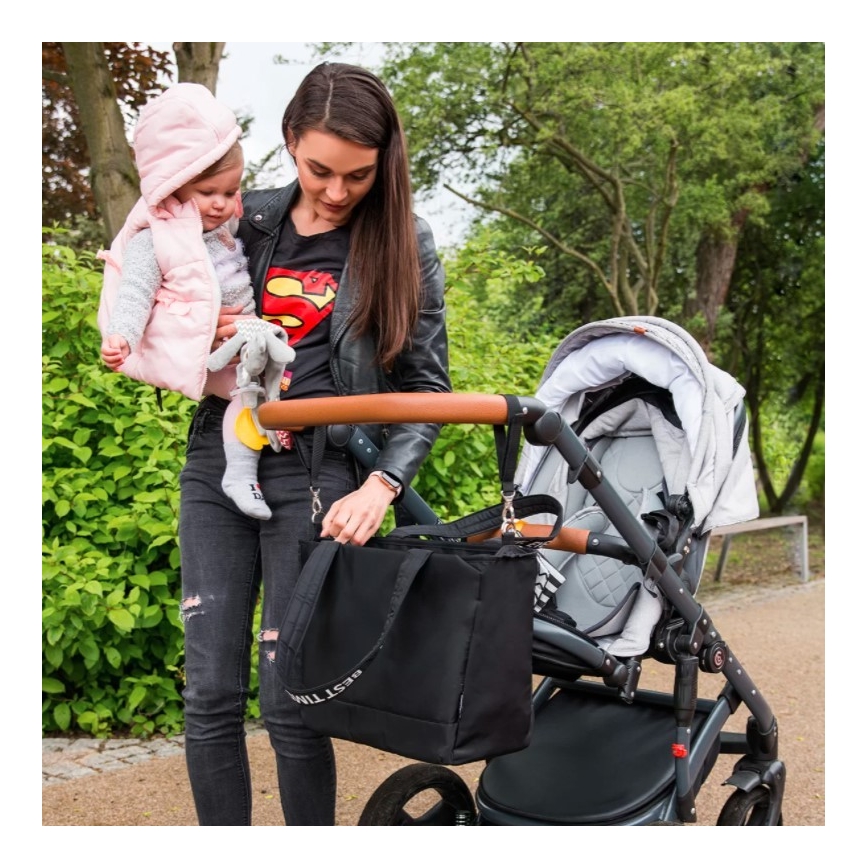 BabyOno - Wickeltasche für Kinderwagen Best Time Ever schwarz