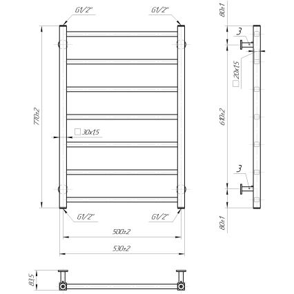 Bad-Handtuchheizkörper INOX TOKIO 161W/230V 77x53 cm, Edelstahl/Hochglanzchrom