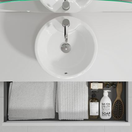 Badeunterschrank mit Waschbecken TRONDHEIM/VIKEDAL 90x57x46 cm weiß