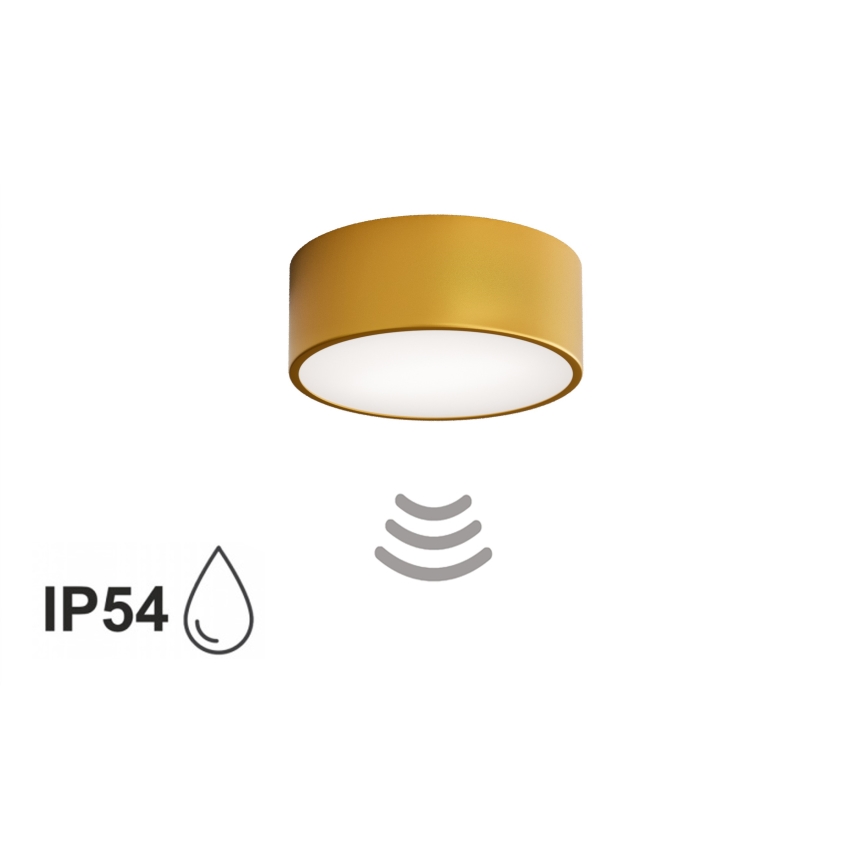 Badezimmer-Deckenleuchte CLEO mit Sensor, 1x E27, 24 W, 230 V, Ø 20 cm, IP54, goldfarben