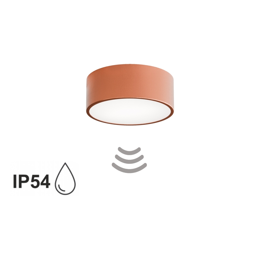 Badezimmer-Deckenleuchte CLEO mit Sensor, 1x E27/24W/230V, Ø 20 cm, IP54, kupferfarben