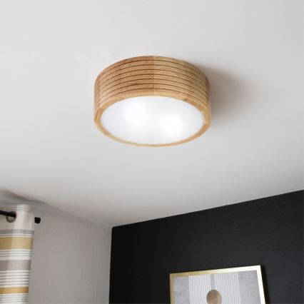 Badezimmer-Deckenleuchte LINARO 2xE27/15W/230V IP54 Eiche Ø 27 cm