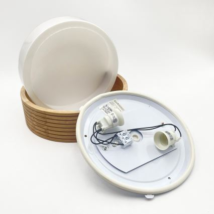 Badezimmer-Deckenleuchte LINARO 2xE27/15W/230V IP54 Eiche Ø 27 cm
