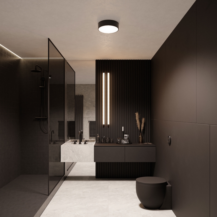 Badezimmer-Deckenleuchte mit Sensor CLEO 2xE27/24W/230V Ø 30 cm schwarz IP54