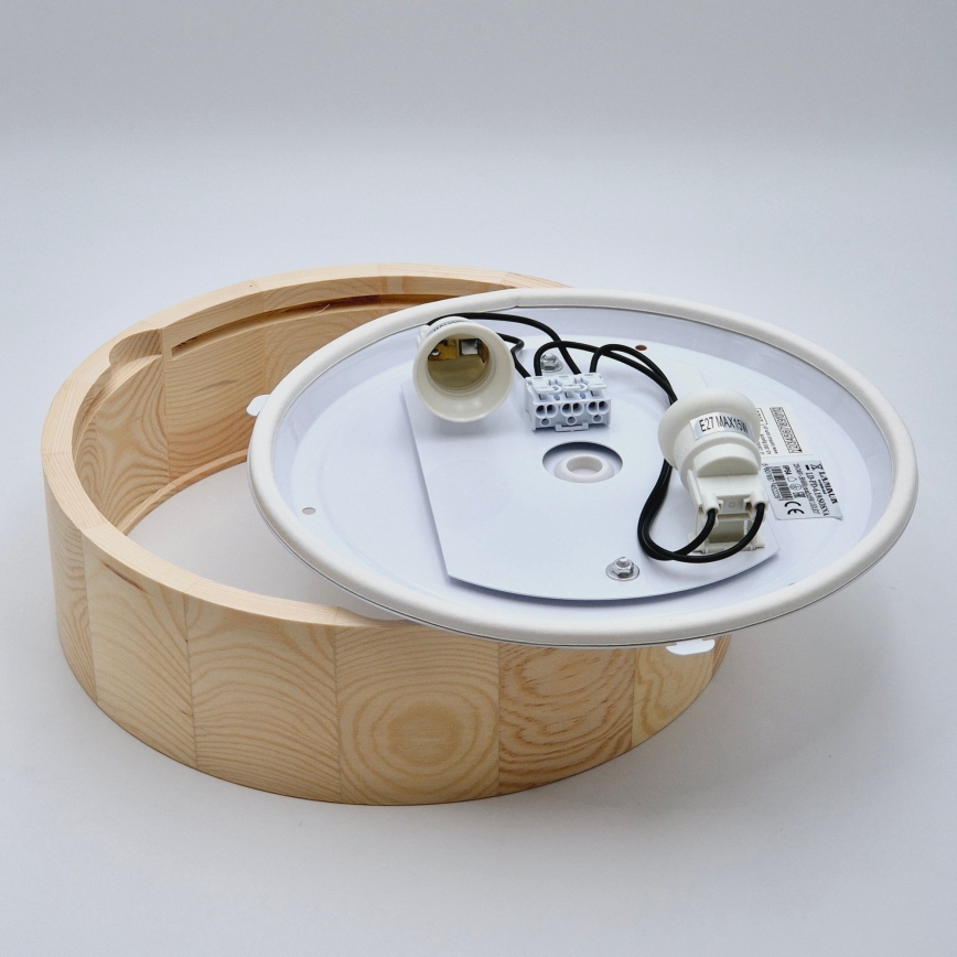 Deckenleuchte für Badezimmer NATURAL 2xE27/15W/230V IP54 Kiefer ? 27 cm