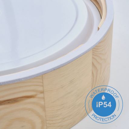 Deckenleuchte für Badezimmer NATURAL 2xE27/15W/230V IP54 Kiefer ? 27 cm