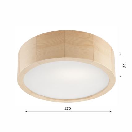 Deckenleuchte für Badezimmer NATURAL 2xE27/15W/230V IP54 Kiefer ? 27 cm