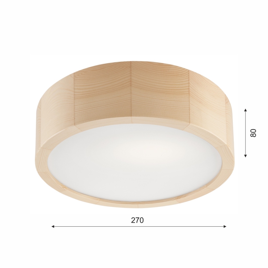 Deckenleuchte für Badezimmer NATURAL 2xE27/15W/230V IP54 Kiefer ? 27 cm