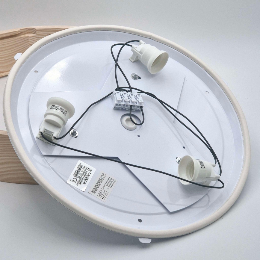 Deckenleuchte für Badezimmer NATURAL 3xE27/15W/230V IP54 Kiefer ? 37 cm