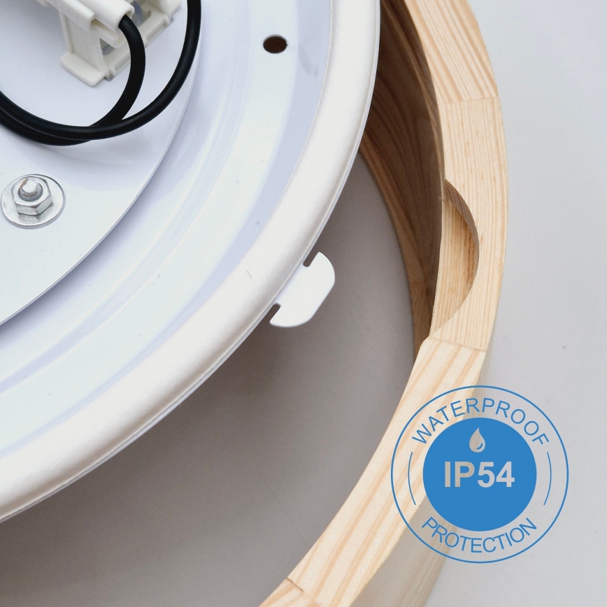 Deckenleuchte für Badezimmer NATURAL 3xE27/15W/230V IP54 Kiefer ? 37 cm