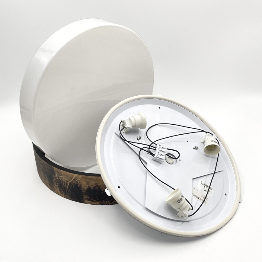 Deckenleuchte für Badezimmer OAK SMOKY 3xE27/15W/230V IP54 Ø 37,5 cm Eiche/Braun