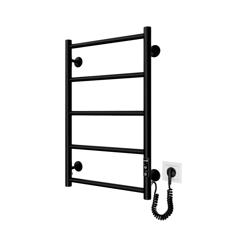 Badezimmer-Handtuchheizkörper CLASSIC 65W/230V 66x42 cm Edelstahl/schwarz rechts