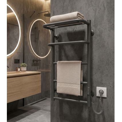 Badezimmer-Handtuchheizkörper HOTEL 75W/230V 66x42 cm Edelstahl/Anthrazit rechts