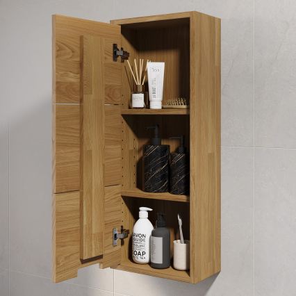 Badezimmer-Hängeschrank GRIBSKOV 90 cm beige/Eiche