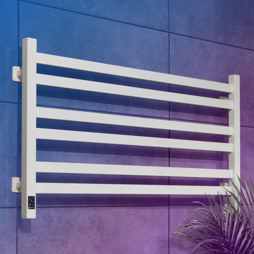 Bad-Handtuchheizkörper AVANGARD mit Thermostat, 316 W / 230 V, 50,6 cm, Schutzart IP44, weiß, rechts, eckig