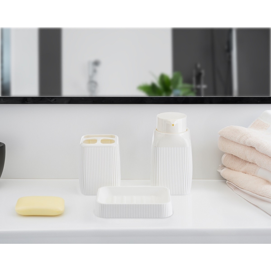 Badezimmer-Set CRYSTAL 5 Stk. weiß