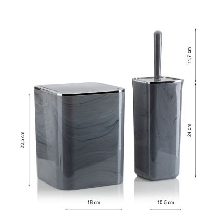 Badezimmer-Set GRIS 5 Stk. grau/glänzendes Chrom