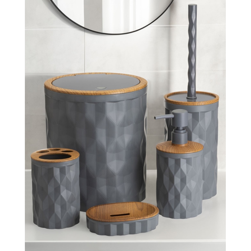 Badezimmer-Set REINA 5 Stk. anthrazit/braun