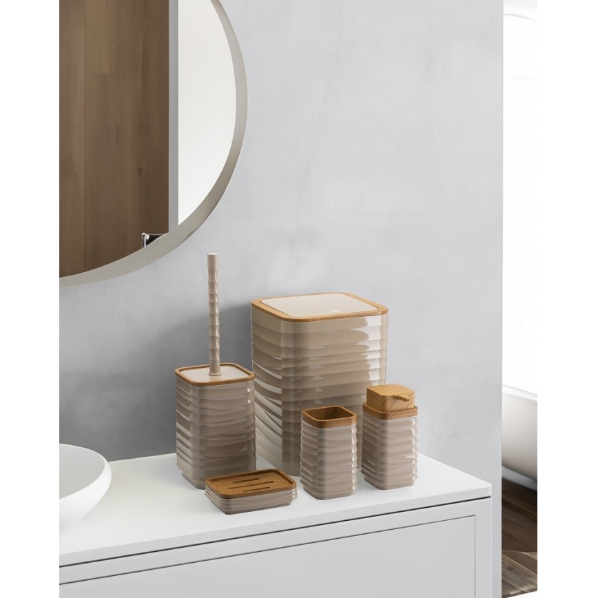 Badezimmer-Set WAVE 5 Stk. beige/braun