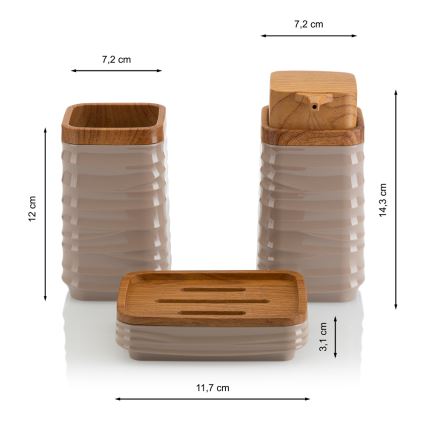 Badezimmer-Set WAVE 5 Stk. beige/braun