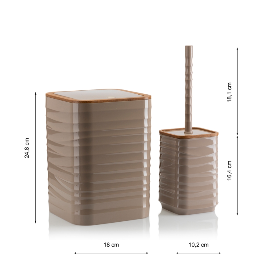 Badezimmer-Set WAVE 5 Stk. beige/braun