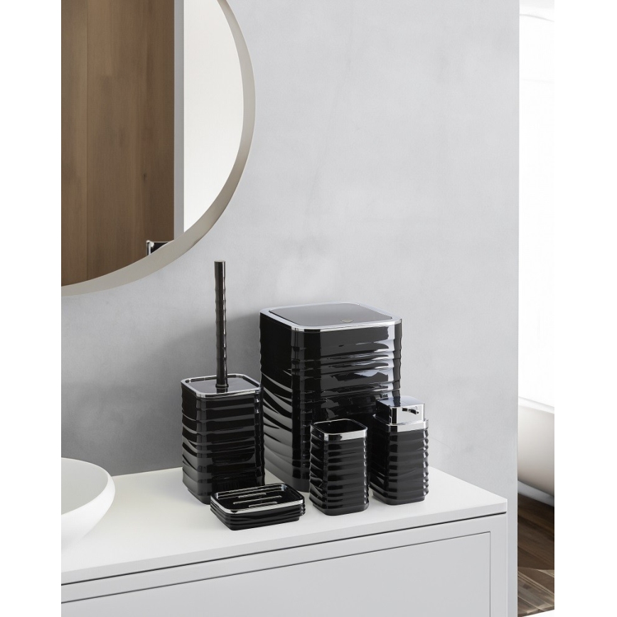 Badezimmer-Set WAVE 5 Stk. schwarz/glänzendes Chrom