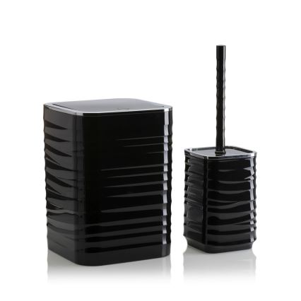 Badezimmer-Set WAVE 5 Stk. schwarz/glänzendes Chrom